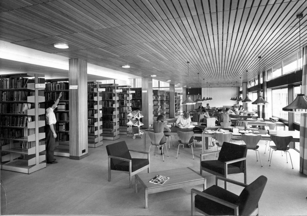 Studying in the library in 1965