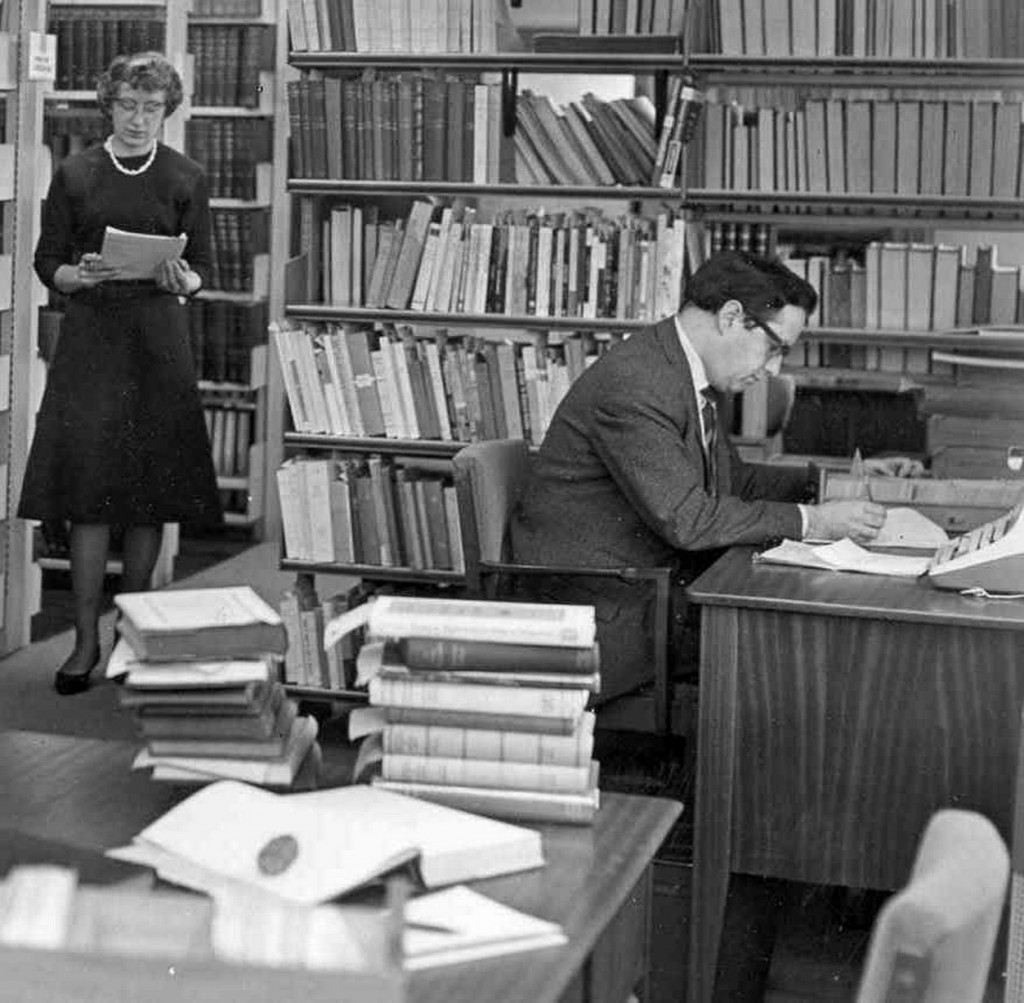 Studying in the library in 1965