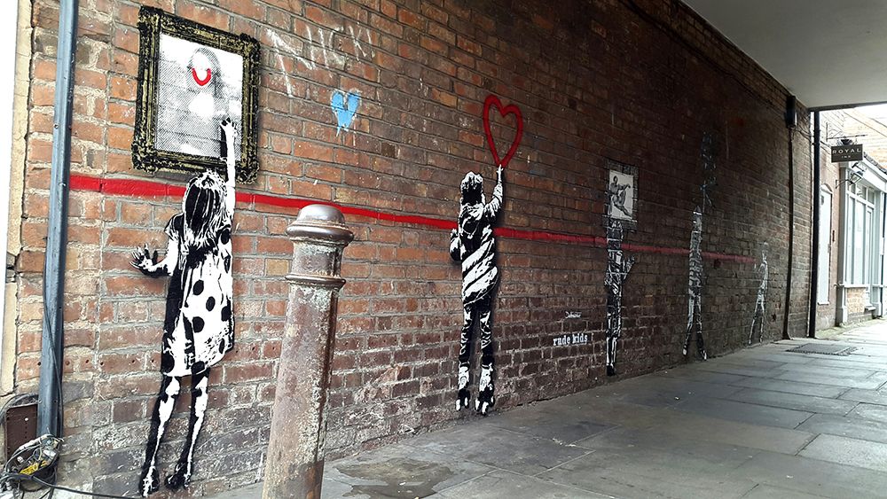 Image may contain: Stencil, Brick