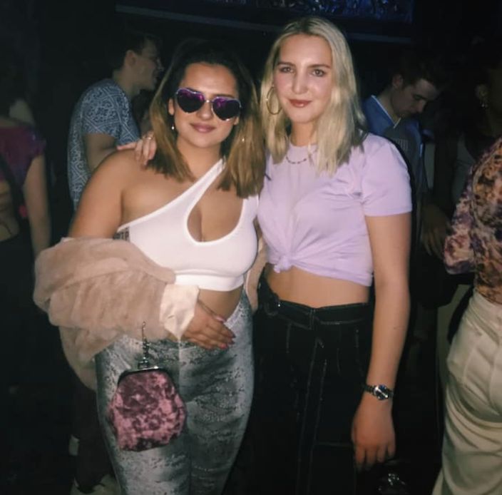 Image may contain: Denim, Jeans, Shorts, Night Club, Night Life, Party, Club, Apparel, Pants, Clothing, Skin, Sunglasses, Accessory, Accessories, Person, Human