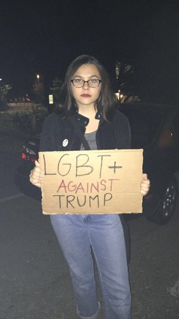 My sign & I before protesting downtown.