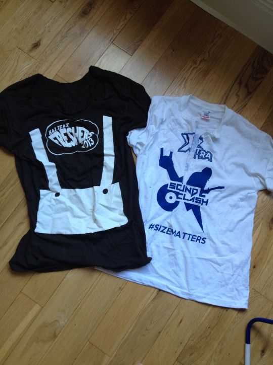 Ripped and a bit ruined-these Fresher's shirts have seen better days...