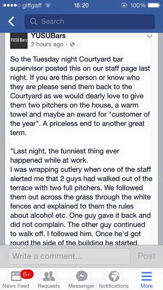 Free drinks for the thief