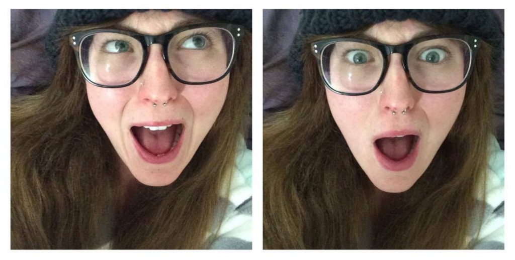 Alice's reaction when she found out she was getting in The Tab