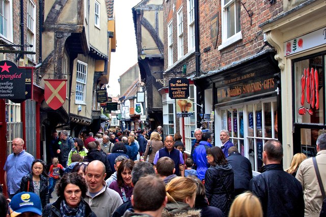 The close proximity of the windows in the Shambles allows neighbours to converse with each other with ease