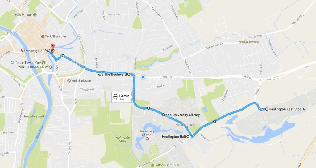 The new bus will go from Heslington East to Merchantgate via Lawrence Street and Field Lane.