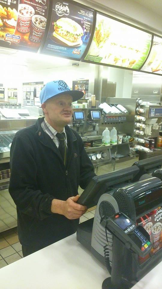 Terry hard at work in McDonalds