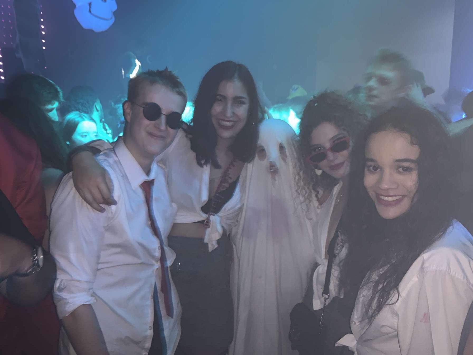 Image may contain: Night Club, Night Life, Party, Club, Apparel, Clothing, Accessories, Sunglasses, Accessory, Human, Person