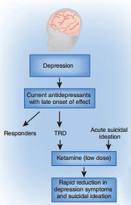 Ketamine can be used both in patients who don't respond to treatment and in those with suicidal tendencies.