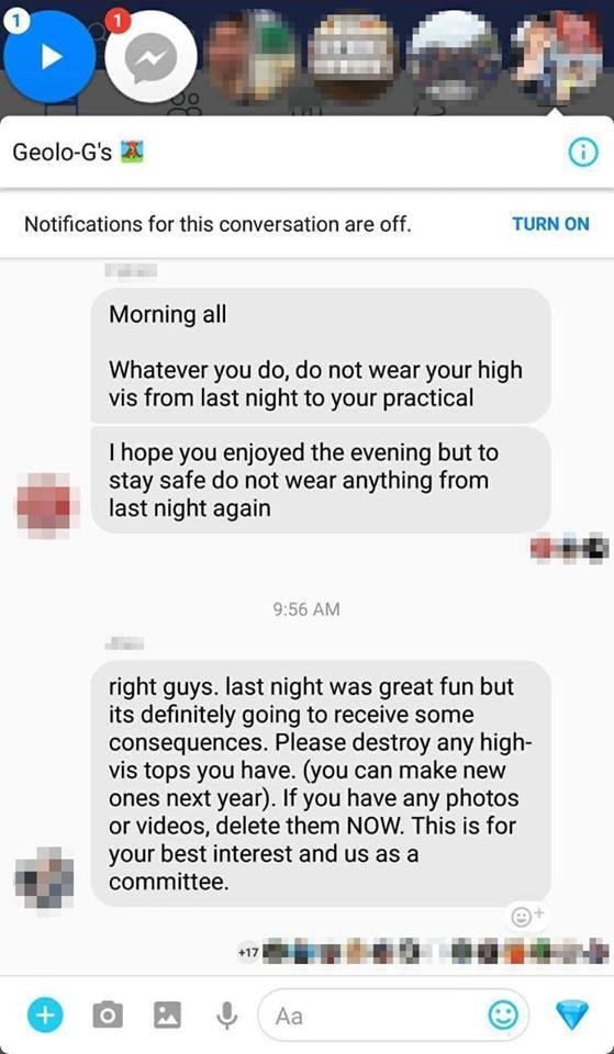 A message sent to all first year Geology students