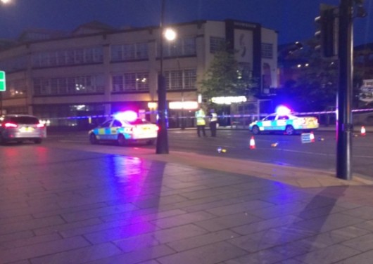Police at the site of the incident on Tuesday