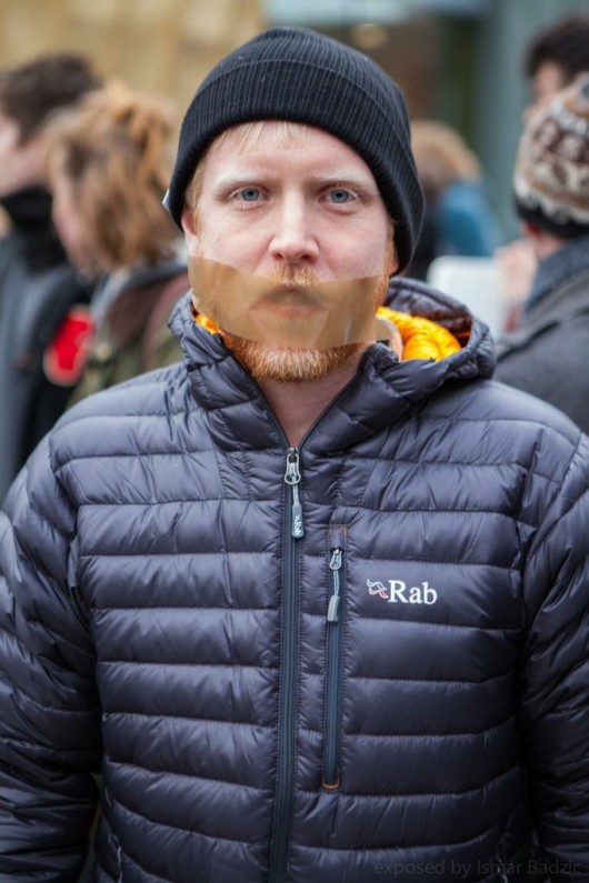 although duct-taped, campaigners were very eloquent. Photo: Ismar Badzic