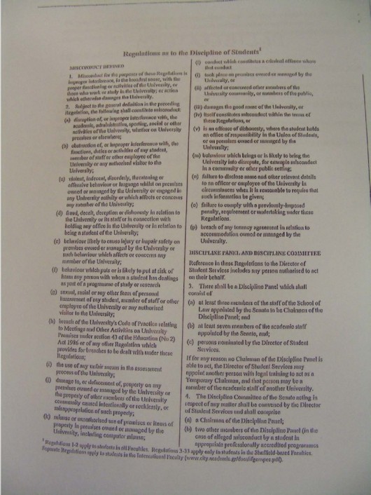 regulations on the discipline and conduct of students