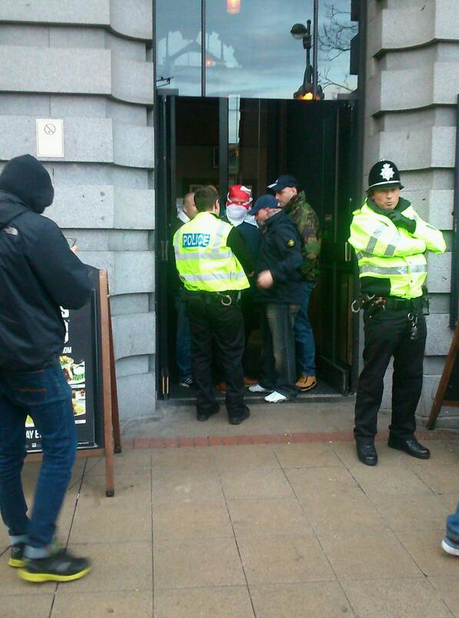 EDL supporters were kettled in the Bankers Draft  by police