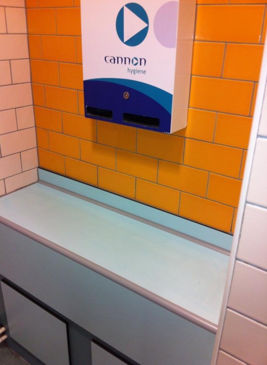 We tested this surface in the men's loos...