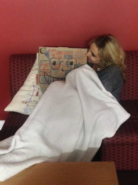 "You look great in this slanket!"