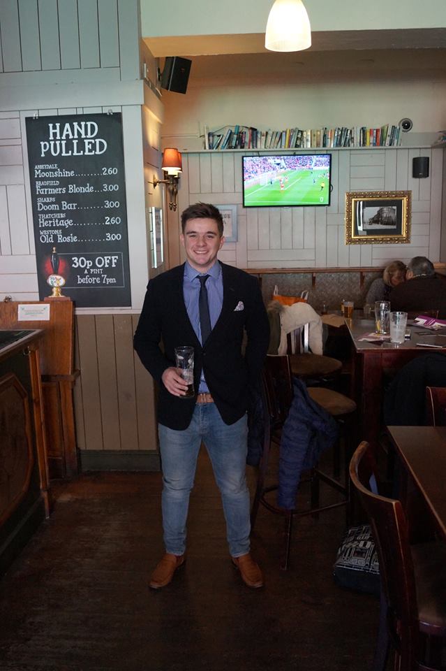 Joe enjoying a pint 