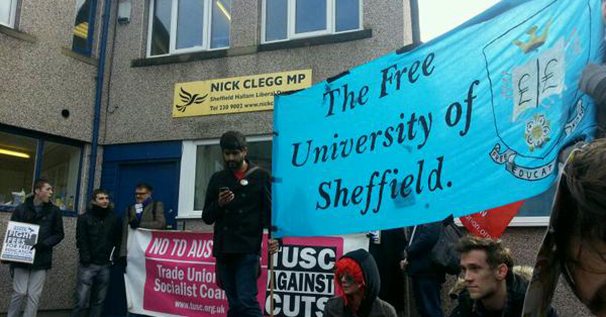 Students occupying Clegg's office at the start of the month