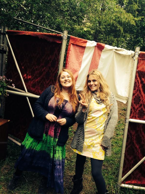 Some groovy types chilling at the tea tent, 