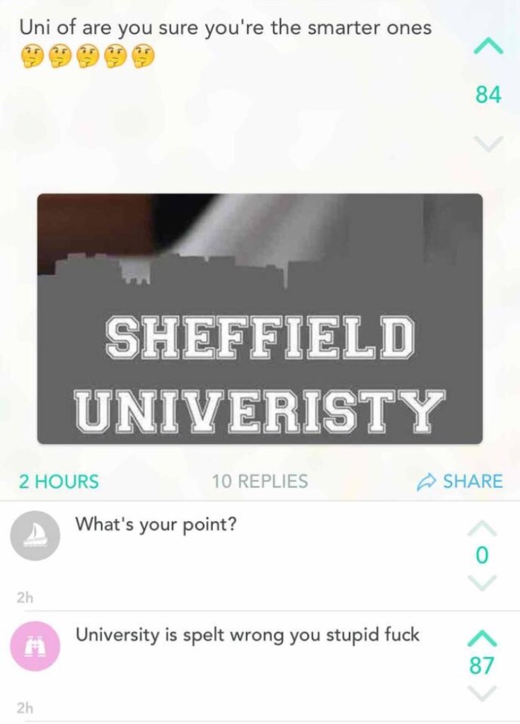 A pretty savage comment from the binoculars...