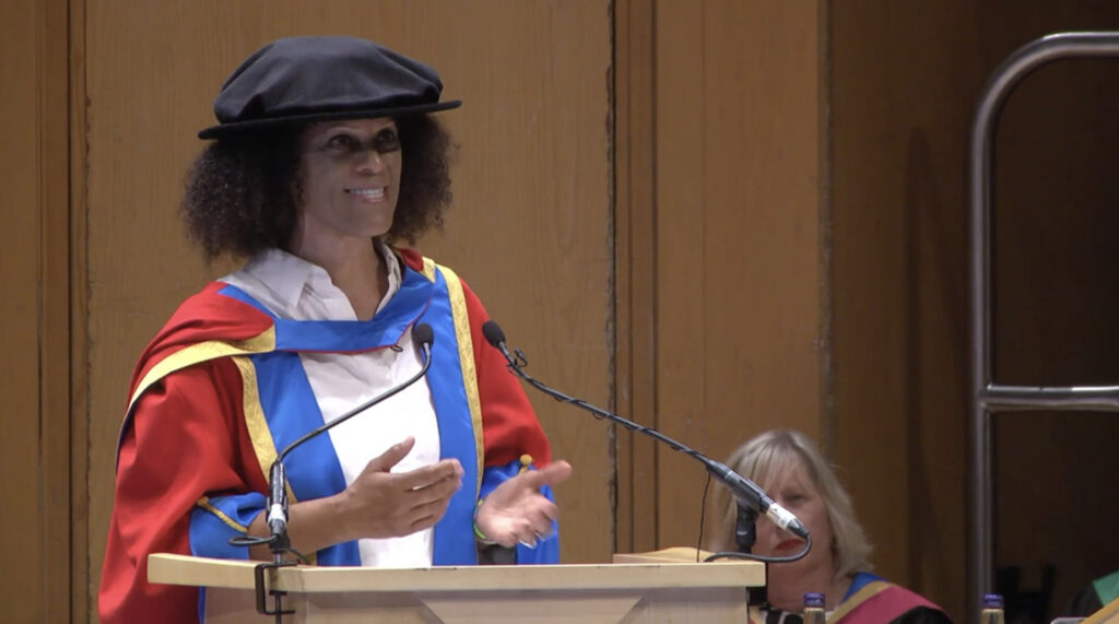 Bernadine Everaristo accepting an honorary degree.