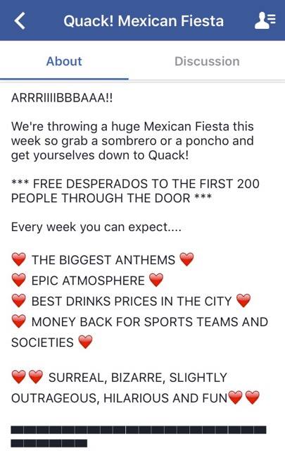 The events description some students found offensive