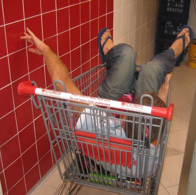 We have to wheel Tim everywhere because of the dirty floors...