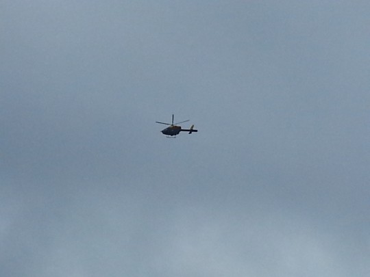 A helicopter does some helicoptering