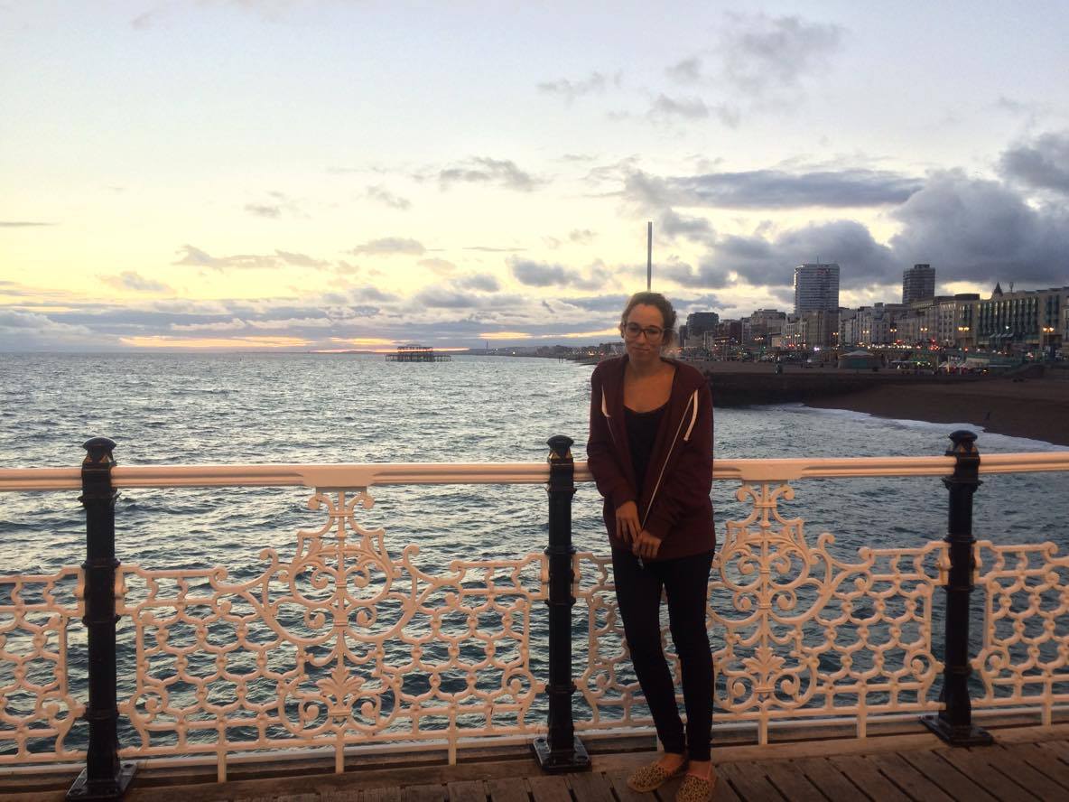 On the Brighton pier, enjoying a pretty nice sunset.