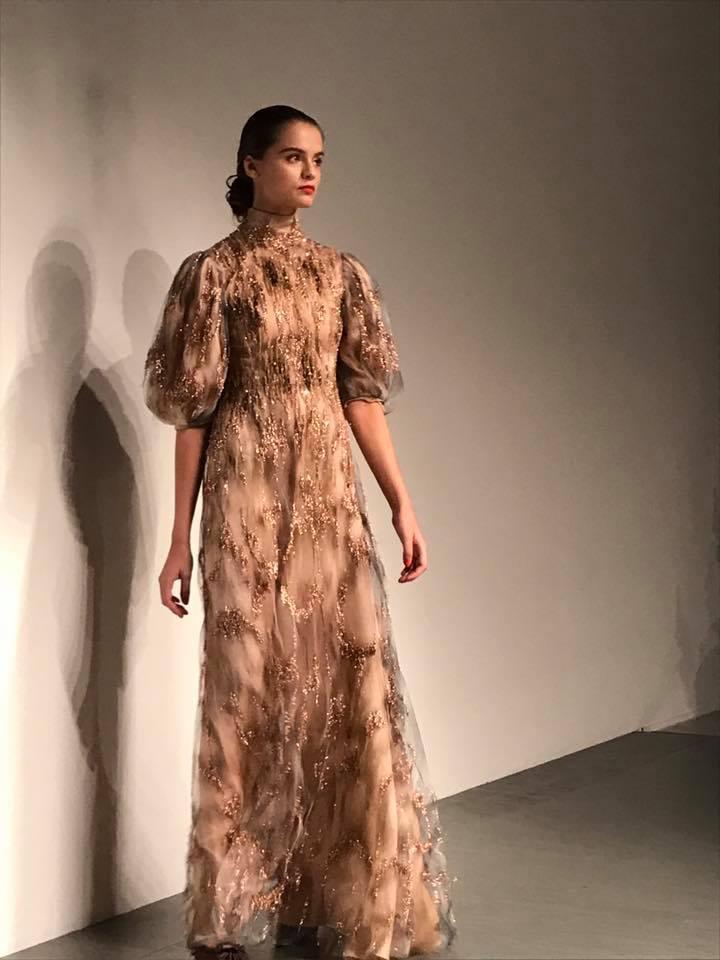 Georgia opening the Giles Deacon show during the LFWF