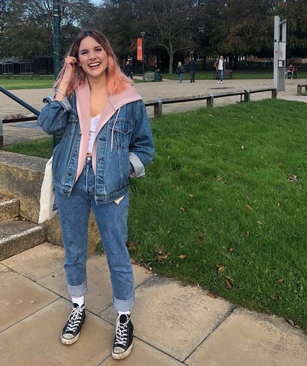 Image may contain: Girl, Woman, Tree, Shoe, Footwear, Female, Lawn, Outdoors, Park, Person, Human, Grass, Plant, Jeans, Denim, Apparel, Clothing, Pants