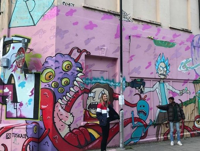 Image may contain: Wall, Mural, Painting, Art, Graffiti, Human, Person