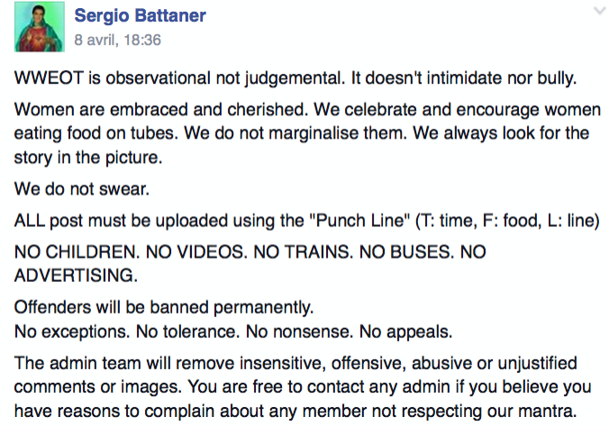WWEOT claims to remove “insensitive, offensive, abusive or unjustified comments or images” but it’s clearly a subjective issue.