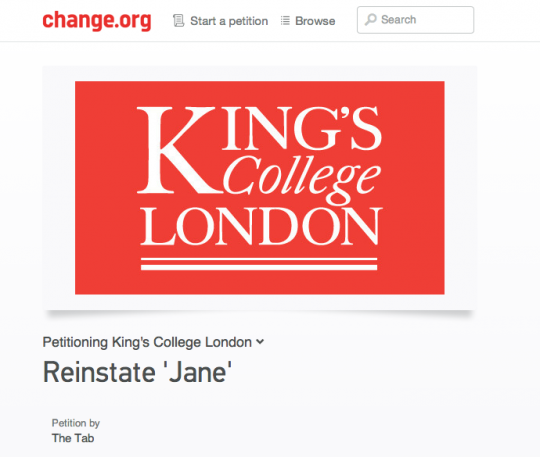 The Change.org petition 