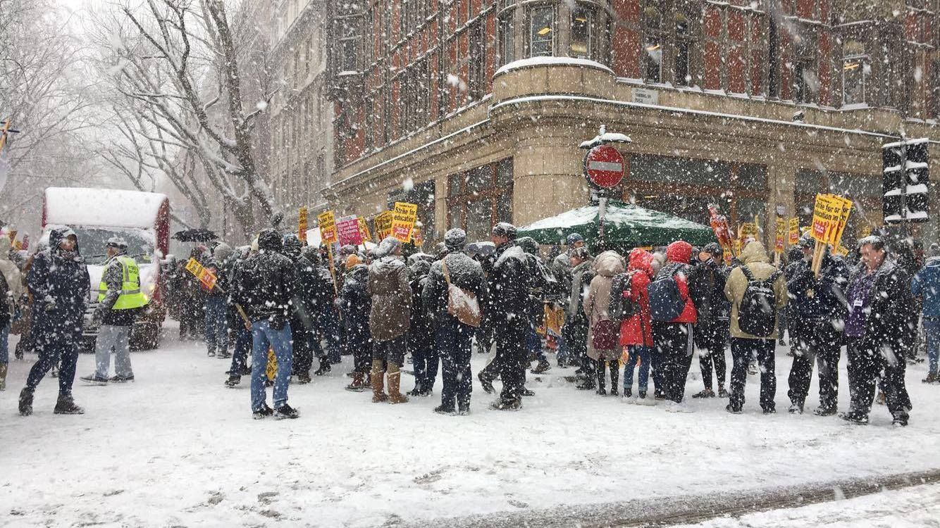 Image may contain: Parade, Marching, Crowd, Person, People, Human, Winter, Weather, Storm, Snow, Outdoors, Nature, Blizzard