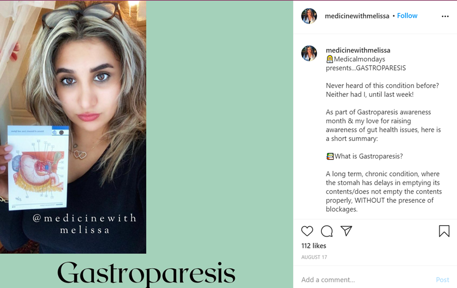 Medicine with Melissa raising awareness about Gastroparesis