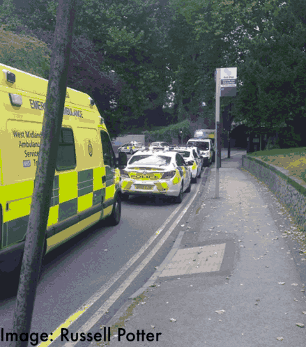 The scene by Bournville station earlier this morning