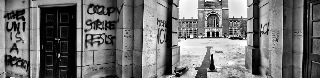 Old Joe covered in graffiti after Wednesday's protest - Charlotte Wilson
