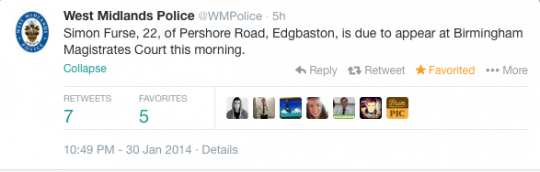 West Midlands Police confirm Simon Furse's appearance in Court on Friday Morning.