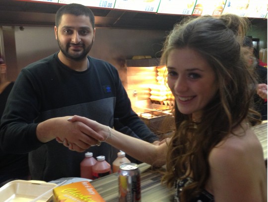 Lucy and Nabeel celebrating a tasty bit of enterprise. 