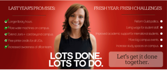 Poppy alongside her policy commitments for the coming year