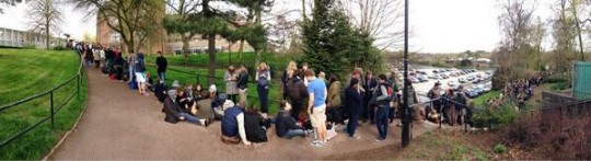The queue in question..