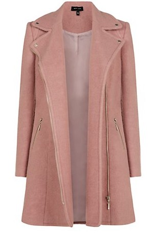 Pink wool mix zip biker coat- New Look £49.99 Tailored coats are a must have this season from bold autumnal colours to soft pastels there is a style and shade for everyone.