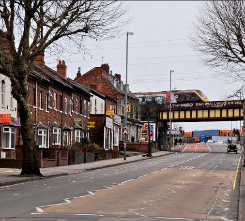 The car drove past them on Bristol Road