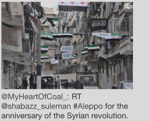 He also tweeted an image in which he claimed to have visited Aleppo