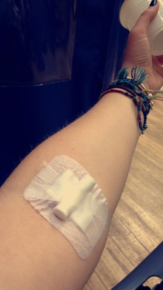 giving blood bandage