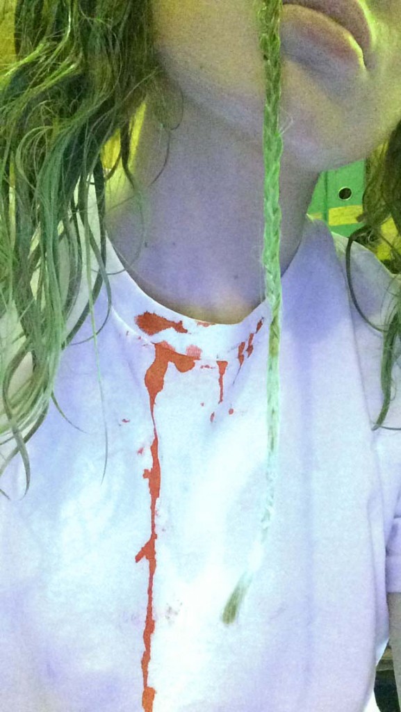 Starting with a base of hair colour before anything else.