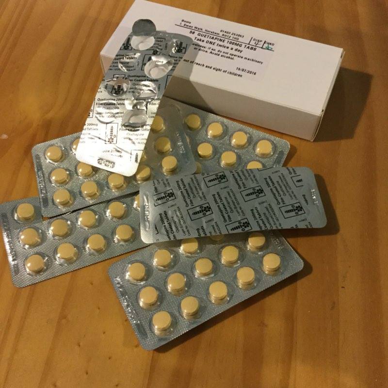 A month of medication: quetiapine, an antipsychotic. It make me slur my words in the mornings, and restless at night. It is horrible, but better than the alternative.