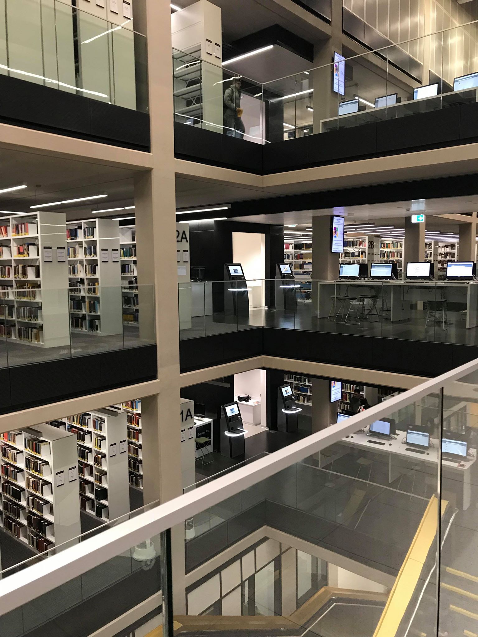 Image may contain: Building, Handrail, Banister, Lighting, Book, Library, Room, Indoors