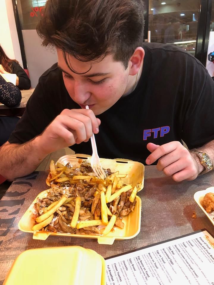 Image may contain: Fries, Food, Person, Human